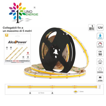 STRISCIA LED COB IP65 5m 3000K/4000K/6000K  24V 15W/m 1450lm/m