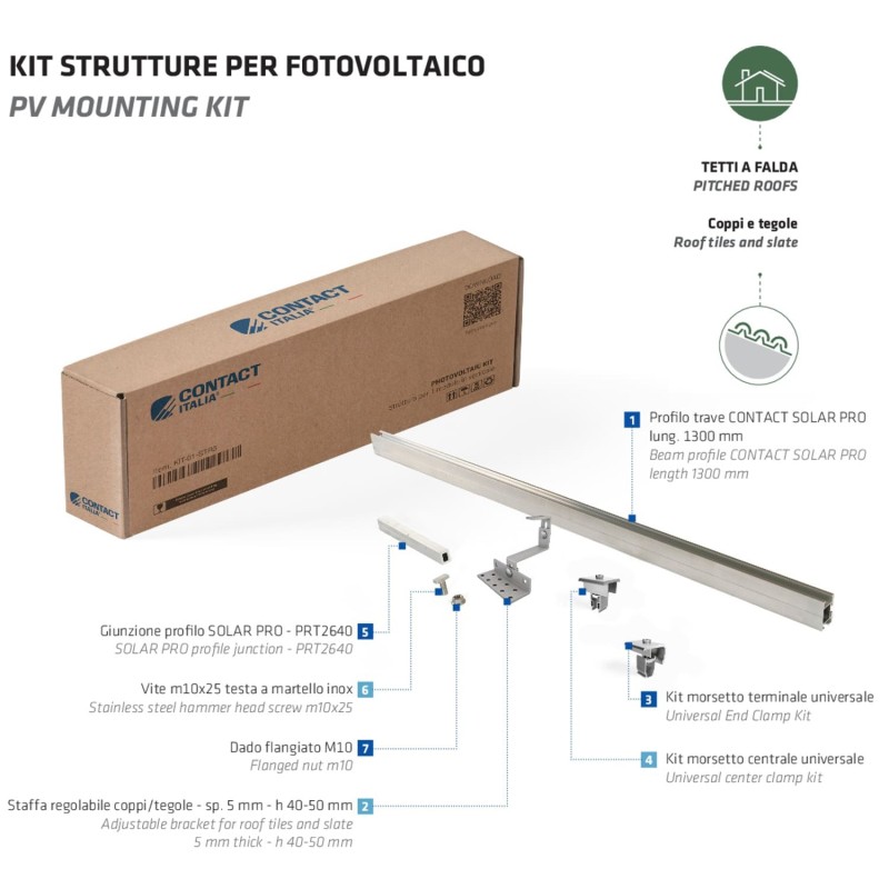 KIT STRUTTURA PER FOTOVOLTAICO 1/2/3/4/5 MODULI VERTICALI  - STR0003