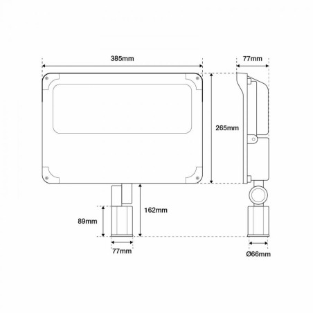 PROIETTORE LED 200W, IP65, 165lm/W - PHILIPS XITANIUM DRIVER - PER MPIANTI SPORTIVI CON SNODO PER PALO