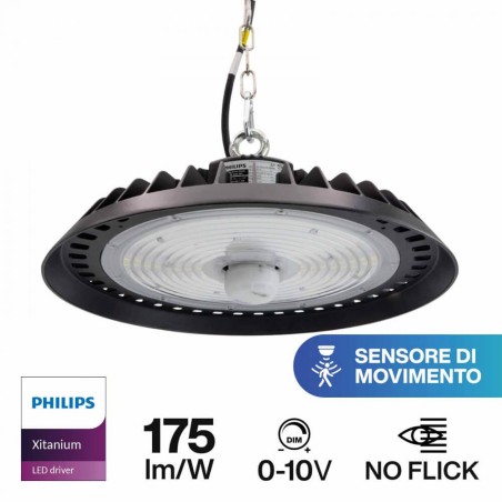 CAMPANA LED 100W/150W/200W PHILIPS XITANIUM DRIVER, 180lm/W -DIMMERABILE CON SENSORE DI MOVIMENTO