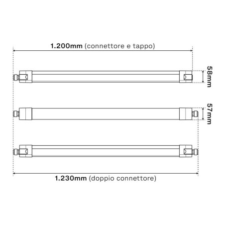 PLAFONIERA LED STAGNA 120cm 36W E  150cm 48W 120lm/w, IK08, IP66, CCT, OSRAM DRIVER