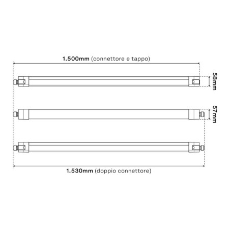 PLAFONIERA LED STAGNA 120cm 36W E  150cm 48W 120lm/w, IK08, IP66, CCT, OSRAM DRIVER