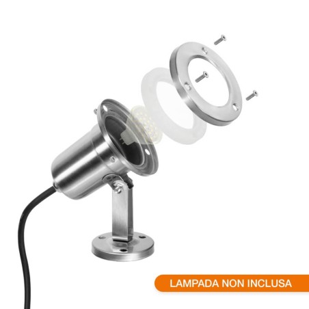 FARO AD IMMERSIONE PER PISCINE E FONTANE IP68 CON PORTALAMPADA GU5.3 A BASSA TENSIONE (12V/24V)