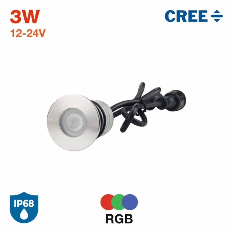 FARETTO LED 3W RGB DMX512 PER PISCINE E FONTANE  IP68 - PROFESSIONAL