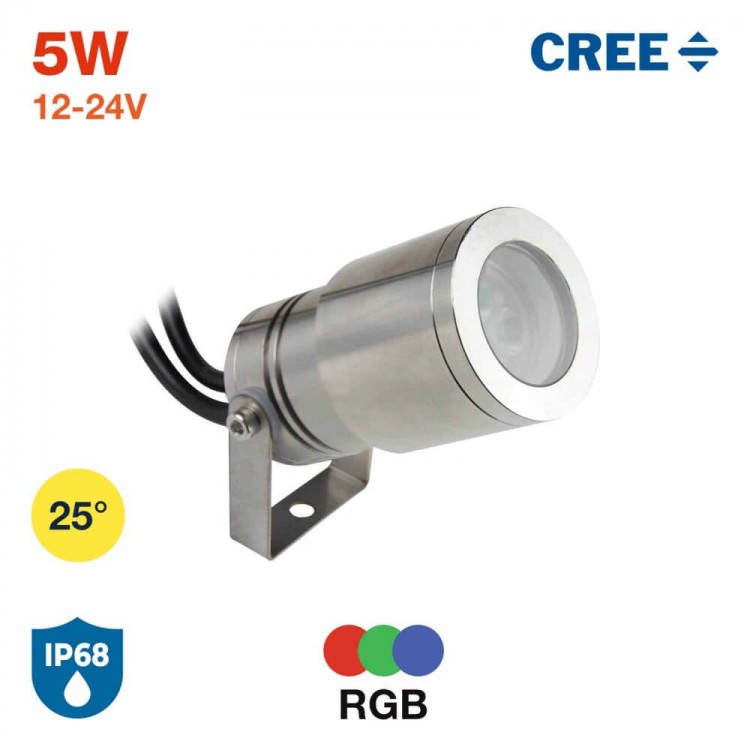 FARETTO LED 5W RGB DMX512 PER PISCINE E FONTANE IP68 CREE - PRIFESSIONAL