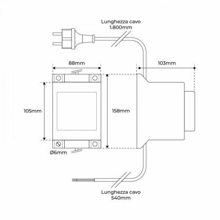 TRASFORMATORE 200W 12V AC, IP68 FINKMANN IN CORRENTE ALTERNATA