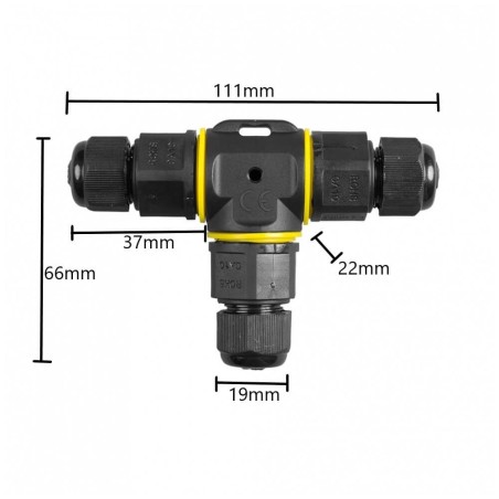 GIUNZIONE STAGNA PER 3 CAVI IP68 PROFESSIONAL 3 VIE