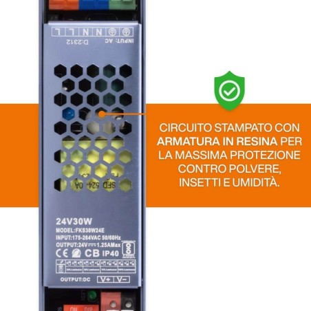 ALIMENTATORE 30W 24V IP40 CON DIMMER INTERGRATO