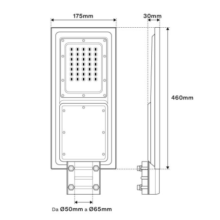 Armatura Stradale Solare 100W, 5.000k, Dimmerabile 75x135° Aut. 8h LED PHILIPS Lumileds