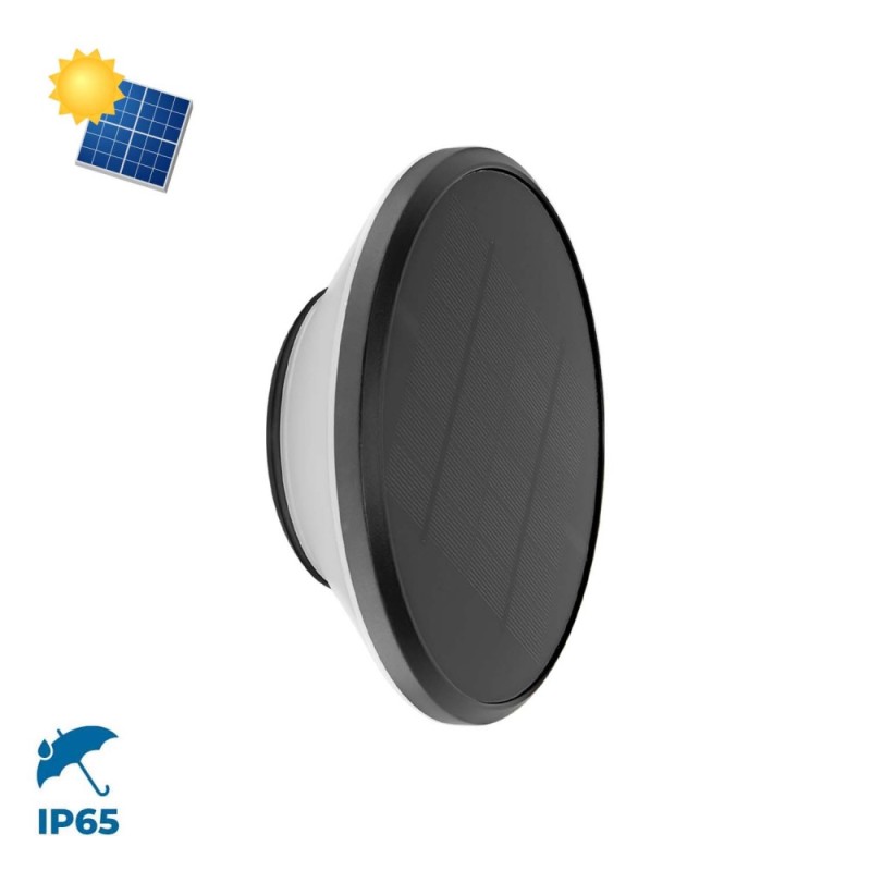 Applique Solare Tonda IP65 Nera da parete per Esterni ATTACCO E 27