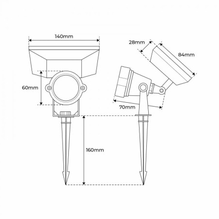 Faretto LED Solare 5W con Picchetto - IP65 TEMPERATURA COLORE LUCE 4000K