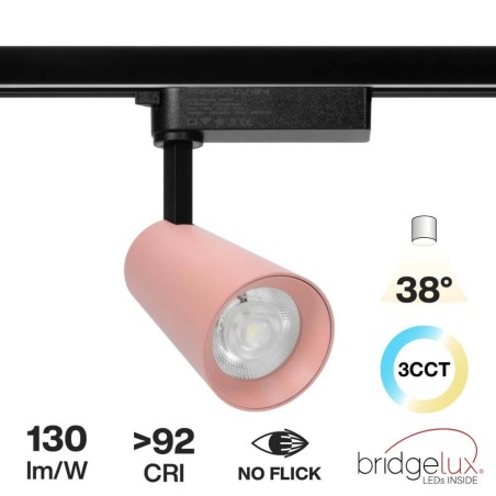 Faro LED 30W Monofase Rosa CRI92 CCT Bianco Variabile 38° Bridgelux LED