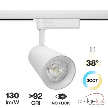 Faro LED 40W Monofase CRI92 CCT Bianco Variabile 38° Bridgelux LED