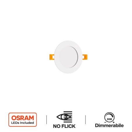 Pannello LED Rotondo 8W, 800lm, no Flickering, Foro Ø106-110mm, OSRAM LED - Dimmerabile