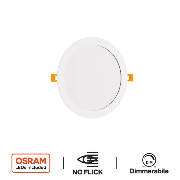 Pannello LED Rotondo 20W, 2.000lm, no Flickering, Foro Ø203-210mm, OSRAM LED - Dimmerabile