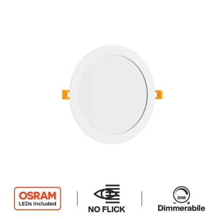 Pannello LED Rotondo 20W, 2.000lm, no Flickering, Foro Ø203-210mm, OSRAM LED - Dimmerabile