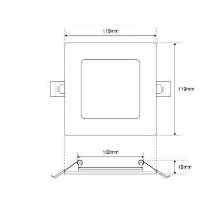 Pannello LED Quadrato 8W, 800lm, no Flickering, Foro Ø110x110mm, OSRAM LED