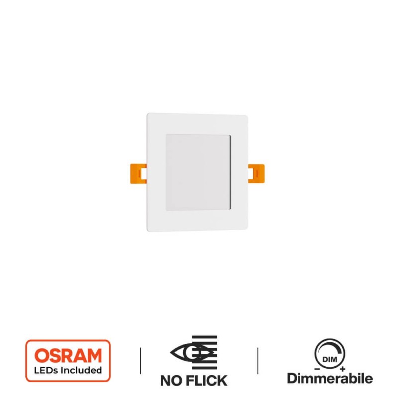 Pannello LED Quadrato 8W, 800lm, no Flickering, Foro Ø110x110mm, OSRAM LED - Dimmerabile