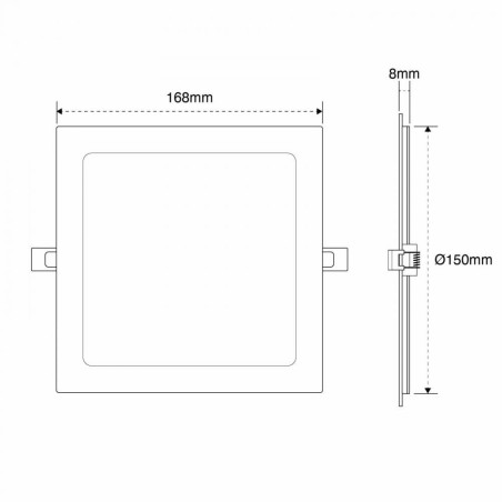 Pannello LED Quadrato 15W, 1.500lm, no Flickering, Foro Ø155x155mm, OSRAM LED