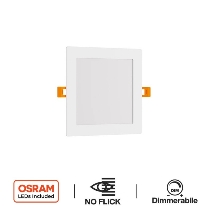 Pannello LED Quadrato 15W, 1.500lm, no Flickering, Foro Ø155x155mm, OSRAM LED - Dimmerabile