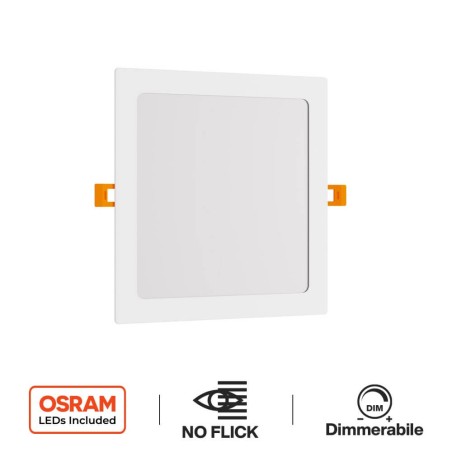 Pannello LED Quadrato 20W, 2.000lm, no Flickering, Foro 205x205mm, OSRAM LED - Dimmerabile