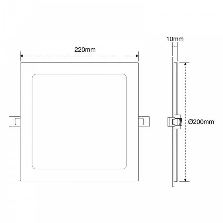 Pannello LED Quadrato 20W, 2.000lm, no Flickering, Foro 205x205mm, OSRAM LED - Dimmerabile