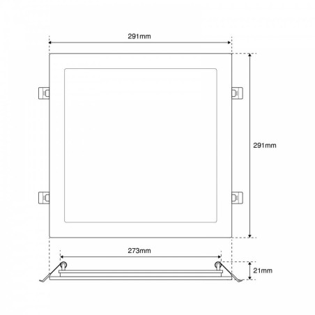 Pannello LED Quadrato 30W Foro 280x280mm 3.000lm no Flickering OSRAM LED