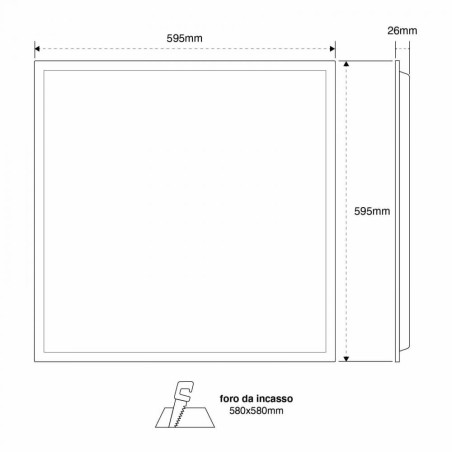 Pannello LED 60x60 40W, IP40, 110lm/W, No Flickering, UGR19, CLASSE II