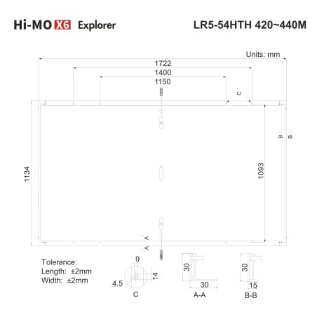 MODULO FV MONOCRISTALLINO 435W LONGI SOLAR HI-MO 6M EXPLORER LR5-54HTH-435M BLACK FRAME