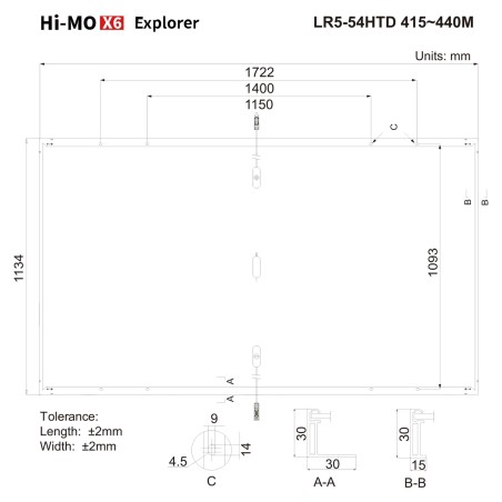 MODULO FV MONOCRISTALLINO 430W BIFACCIALE LONGI SOLAR HI-MO 6M EXPLORER LR5-54HTH-430M BLACK FRAME