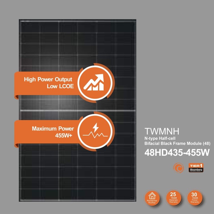 MODULO FOTOVOLTAICO MONOCRISTALLINO 445 W BIFACCIALE TONGWEI SOLAR TWMNH-48HD445