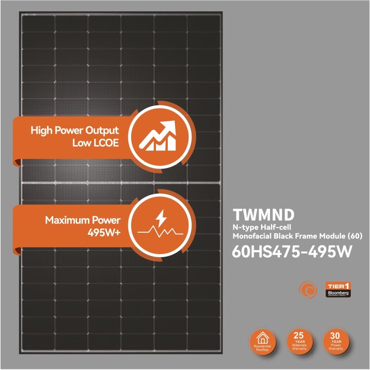 MODULO FOTOVOLTAICO MONOCRISTALLINO 495 W BIFACCIALE TONGWEI SOLAR TWMND-60HS495