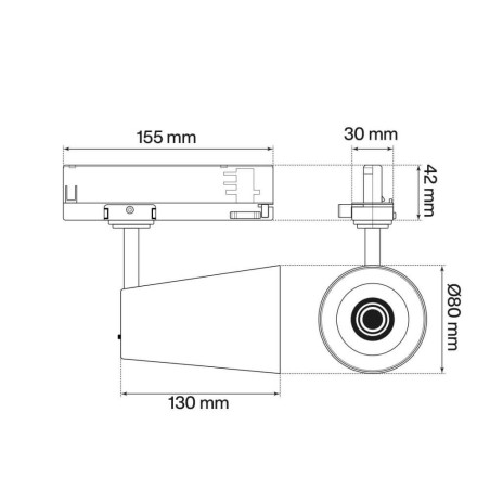 Faro LED 30W Trifase CRI92 CCT Bianco Variabile 38° Bridgelux LED