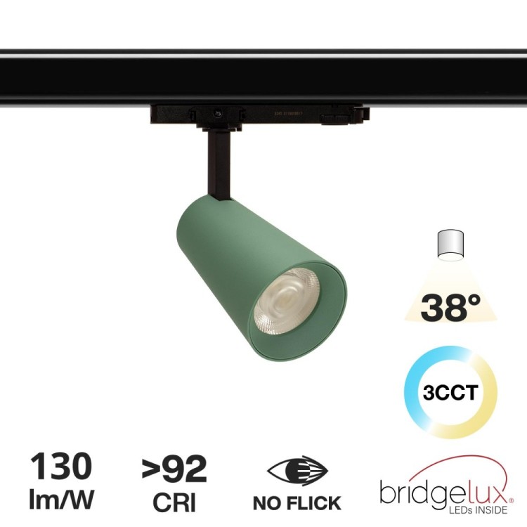 Faro LED 30W Trifase Verde CRI92 Bianco Variabile 38° - Bridgelux LED