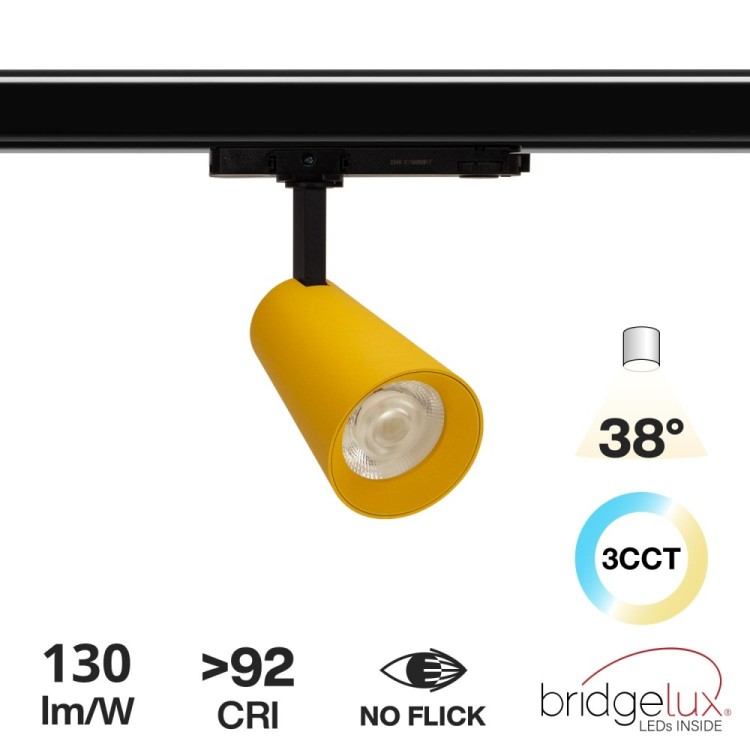 Faro LED 30W Trifase Giallo CRI92 Bianco Variabile 38° - Bridgelux LED