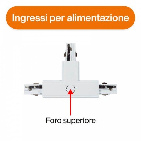 Connettore Tipo "T" Trifase, Bianco, Alimentazione Centrale, SX 1