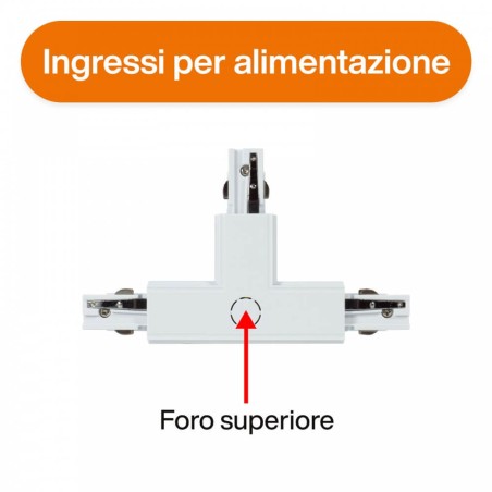 Connettore Tipo "T" Trifase, Bianco, Alimentazione centrale, DX 1