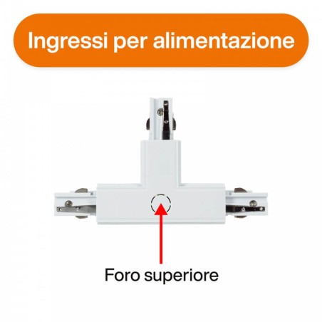 Connettore Tipo "T", Trifase, Bianco, Alimentazione Centrale, DX 2