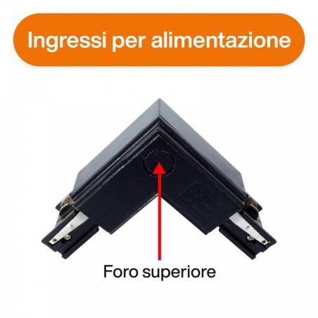 Connettore Tipo "L" Trifase, Nero, Alimentazione Centrale, DX