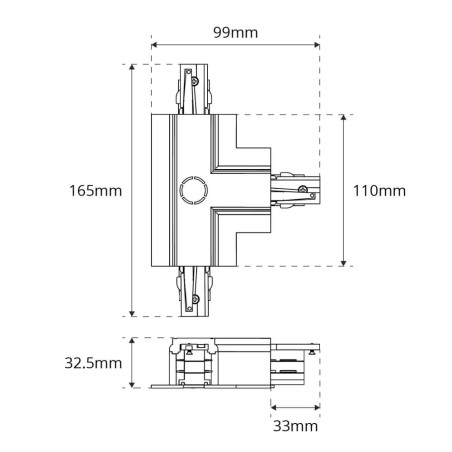 Connettore Tipo "T" DX2 per Binario Trifase da Incasso, Bianco