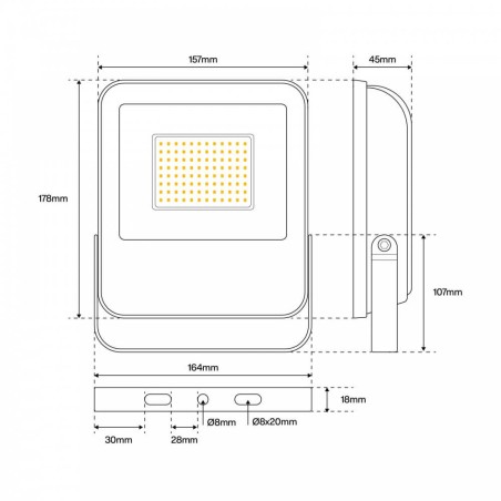 Proiettore LED 30/50/100/200W IP65 145lm/W