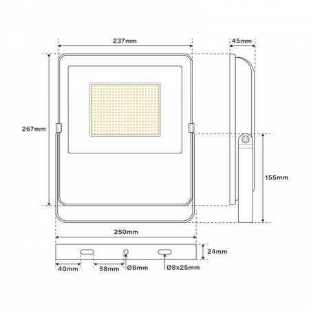 Proiettore LED 30/50/100/200W IP65 145lm/W