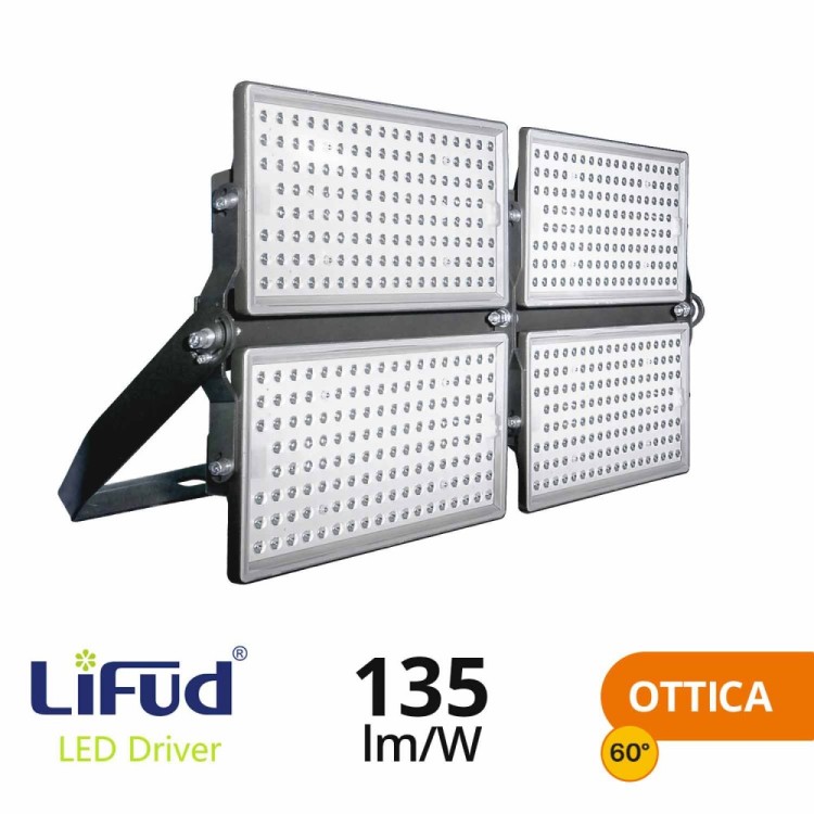 Faro Modulare LED 1.000W IP66 angolo 60°, 135lm/W, IK08 - LIFUD Driver