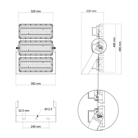 Faro Modulare LED 600W IP66, 167lm/W, No Flickering - PHILIPS Xitanium