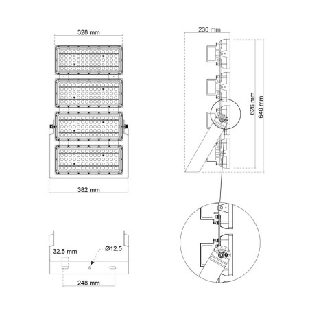 Faro Modulare LED 800W IP66, 167lm/W, No Flickering - PHILIPS Xitanium