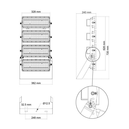 Faro Modulare LED 800W IP66, 167lm/W, Dimmerabile DALI - INVENTRONICS