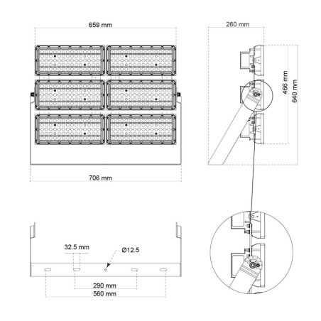 Faro Modulare LED 1.200W IP66 167lm/W No Flickering - PHILIPS Xitanium