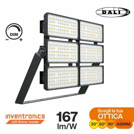 Faro Modulare LED 1.200W IP66, 167lm/W Dimmerabile DALI - INVENTRONICS