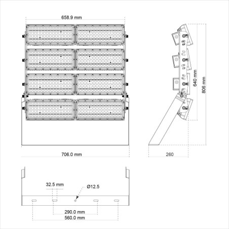 Faro Modulare LED 1.600W IP66 167lm/W No Flickering - PHILIPS Xitanium