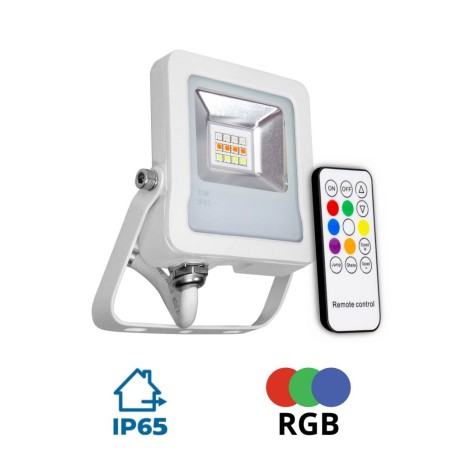 Faro proiettore LED RGB 10/20/50/100W IP65 con Telecomando - Bianco